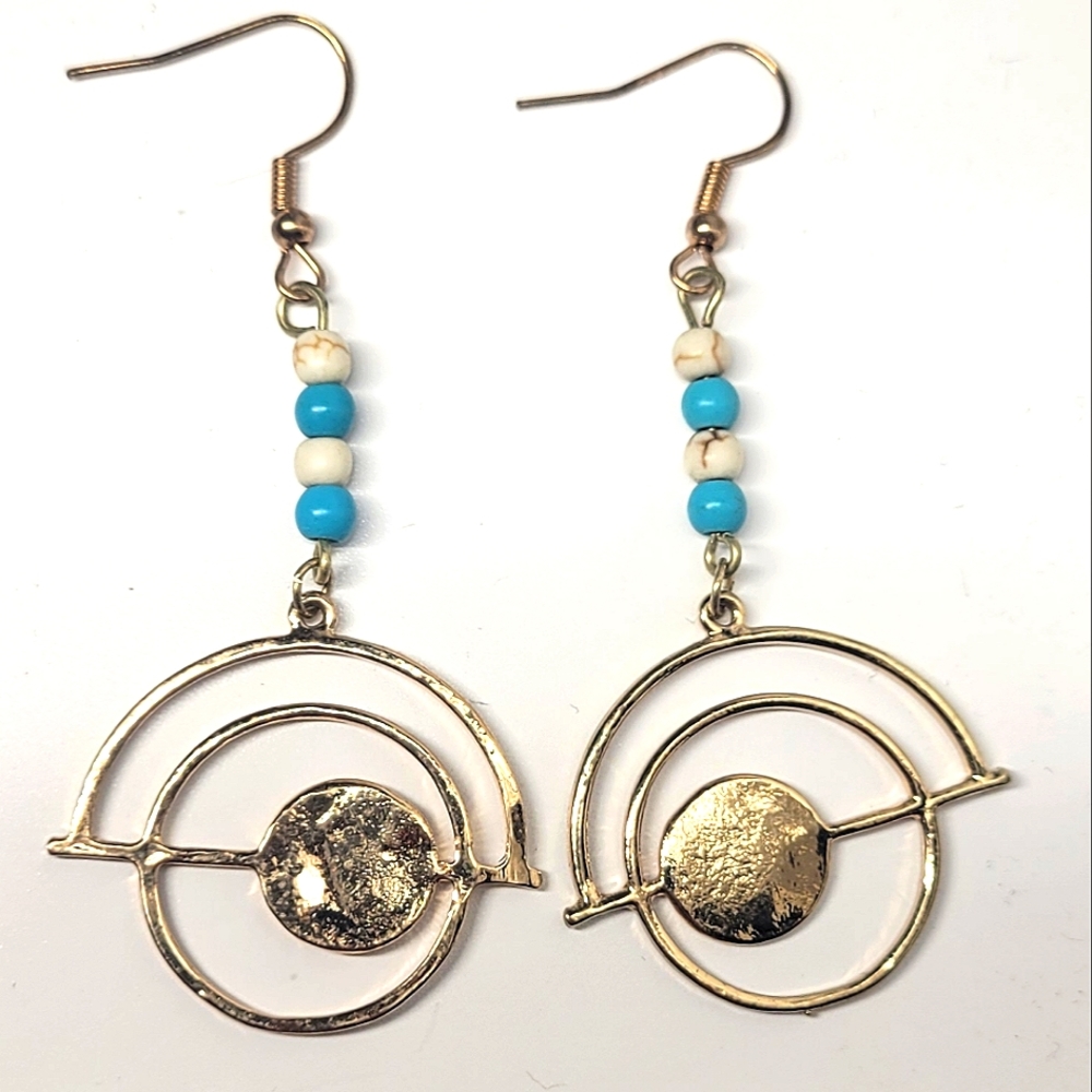 Hollow Turquoise Orbit Dangel Earrings
